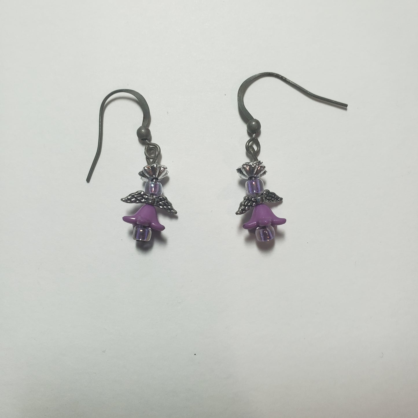 Small Lavender Angel Earrings