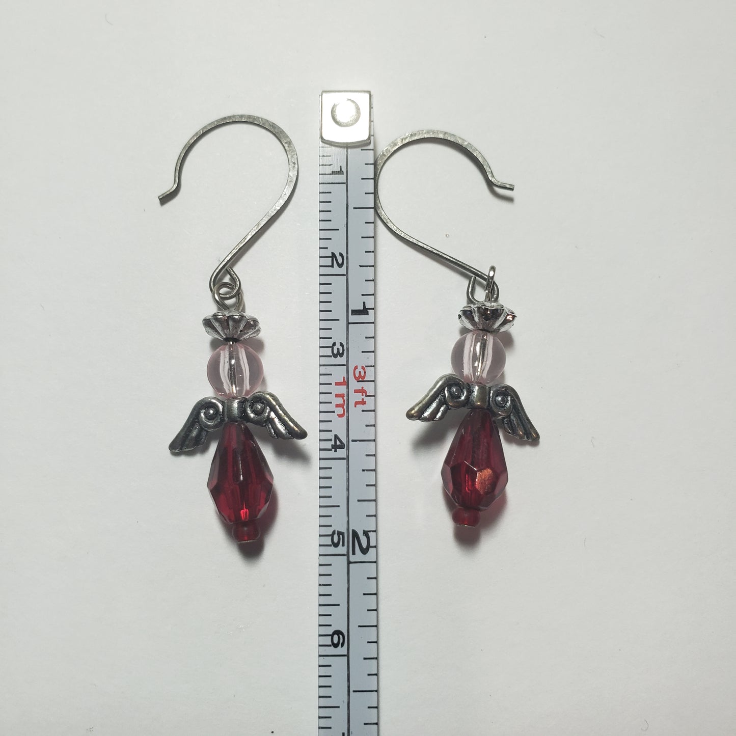 Red and Iridescent Angel Earrings