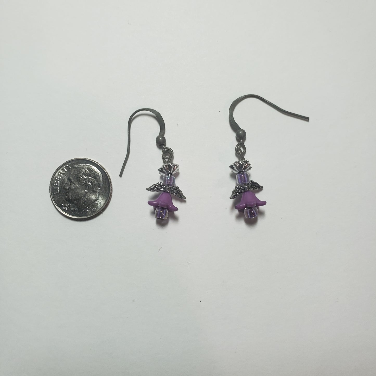 Small Lavender Angel Earrings
