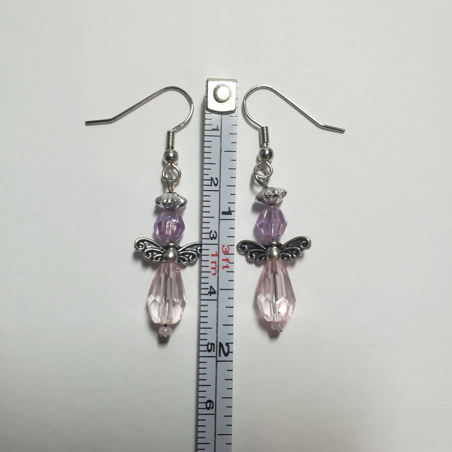 Pink and Iridescent Angel Earrings