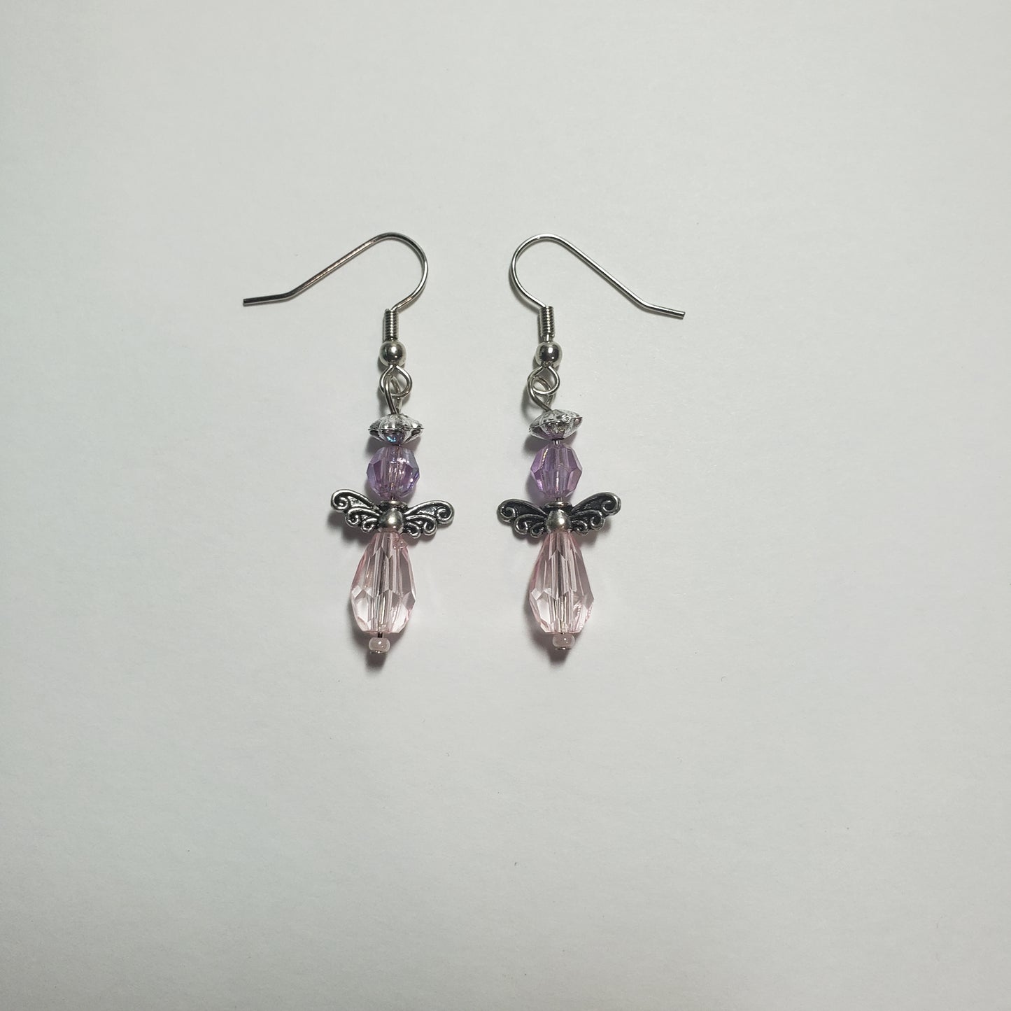 Pink and Iridescent Angel Earrings