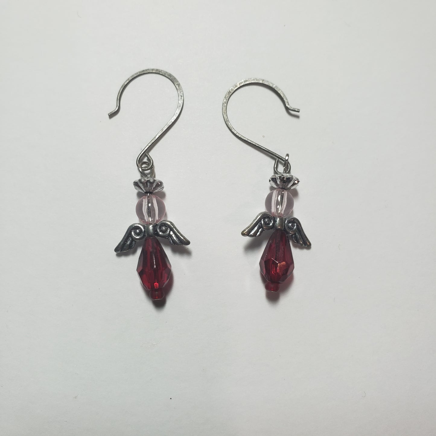 Red and Iridescent Angel Earrings