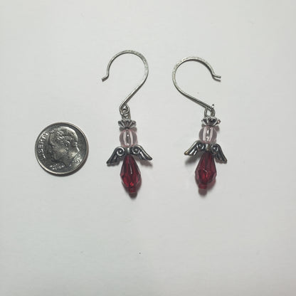 Red and Iridescent Angel Earrings