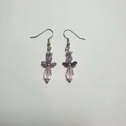 Pink and Iridescent Angel Earrings